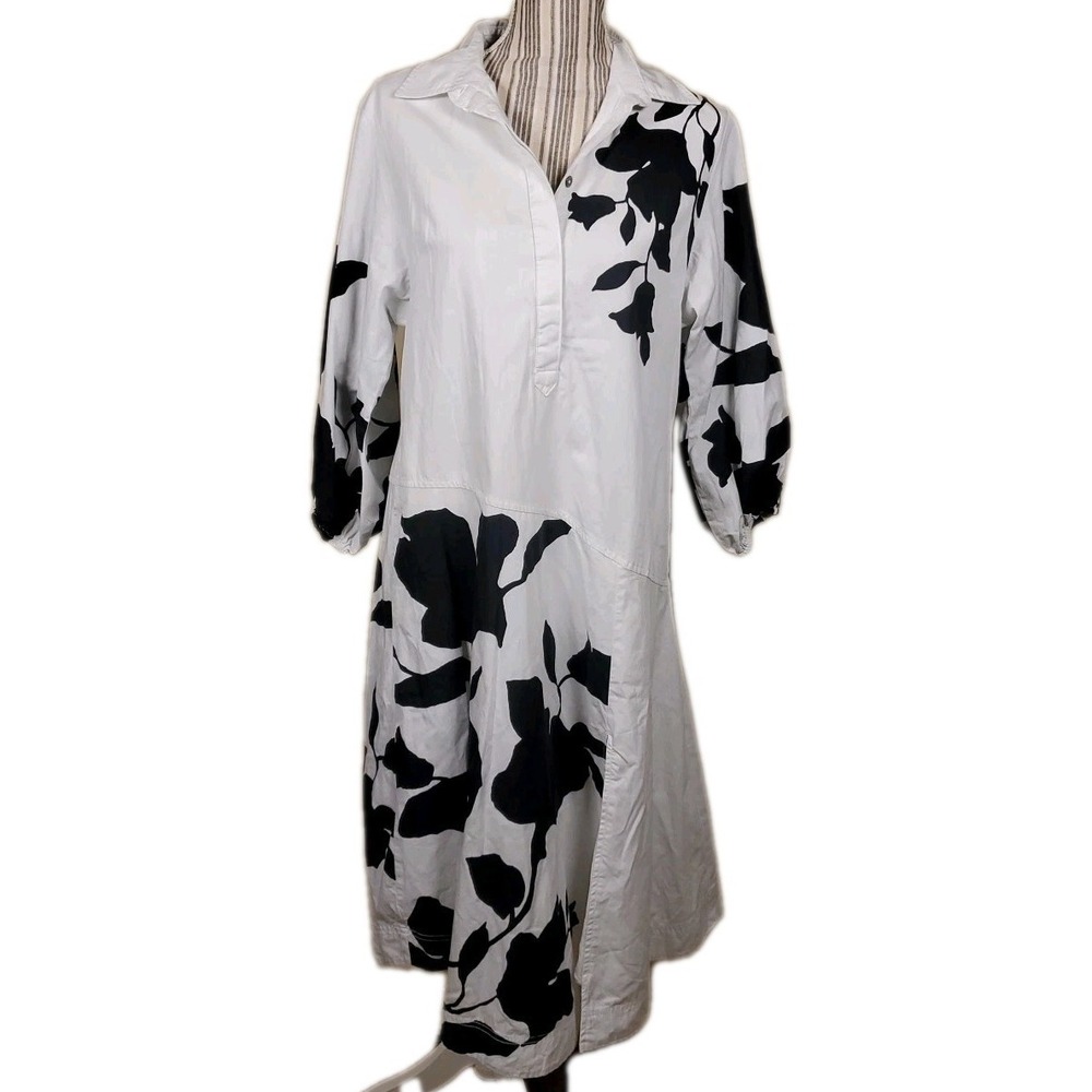 Anthropologie J.Faulkner Maeve Black  White Shirt Dress Oversize XS Artistic - Picture 4 of 15